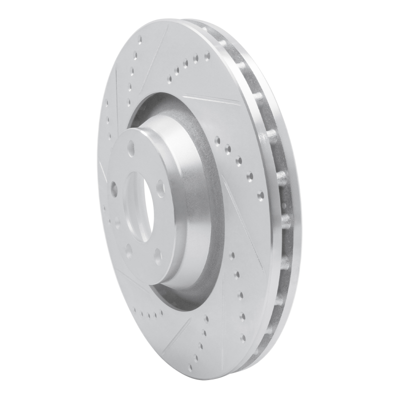Audi A6 Quattro Brake Rotor (1) - Front Left - R1 Concepts - Drilled & Slotted - Silver - `05-`11
